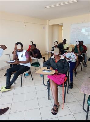 College students in lecture halls. 2 at Bukah College
