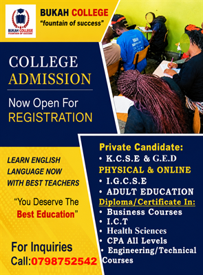 LANGUAGE/KCSE/COLLEGE COURSE at Bukah College